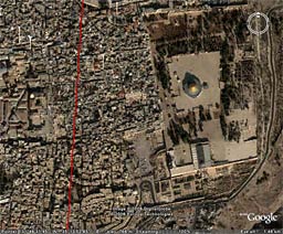 גוגל ארץ - ירושלים - הר הבית והכותל מגובה קילומטר וחצי